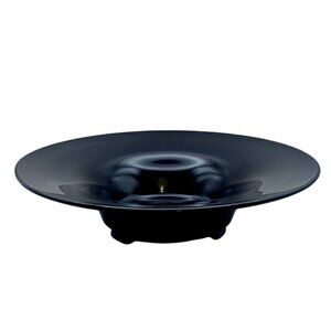 Vintage Black Glass Three-Footed Compote Centerpiece Bowl Mid-Century Modern